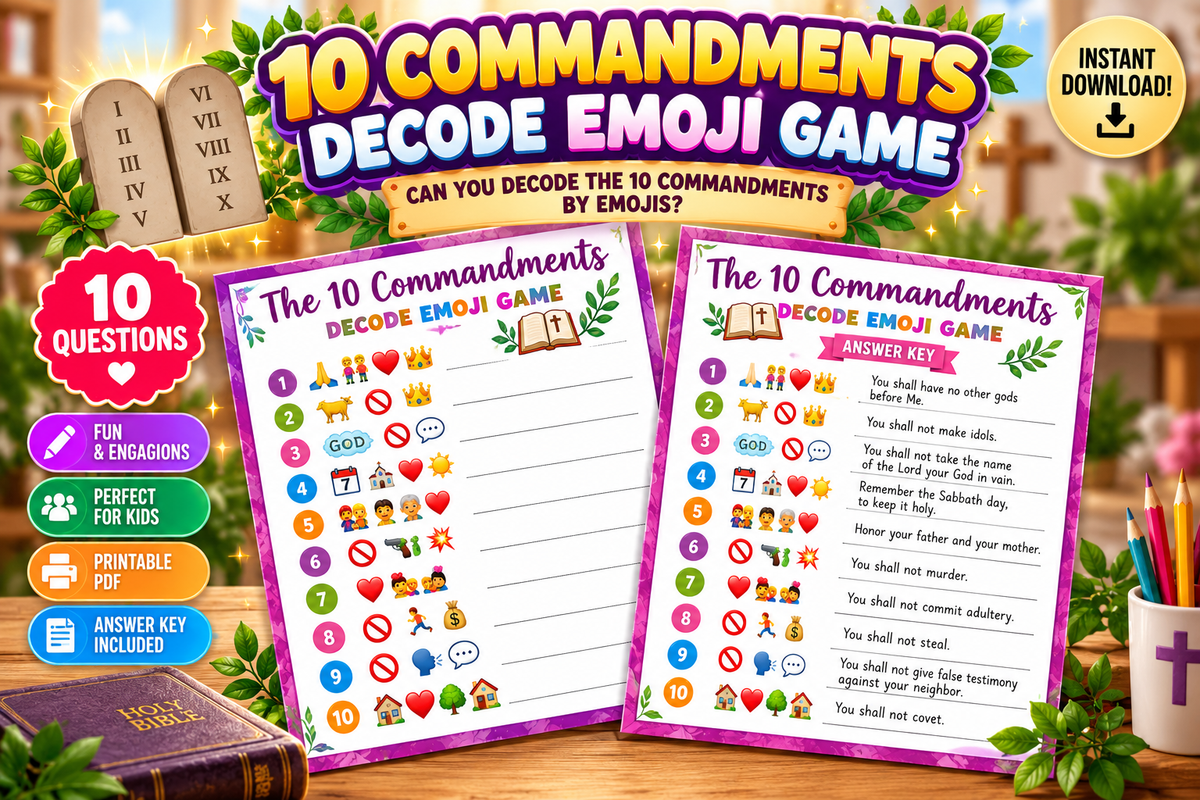 10 Commandments Emoji Decode Game: Fun Printable Activity (Instant Dow ...